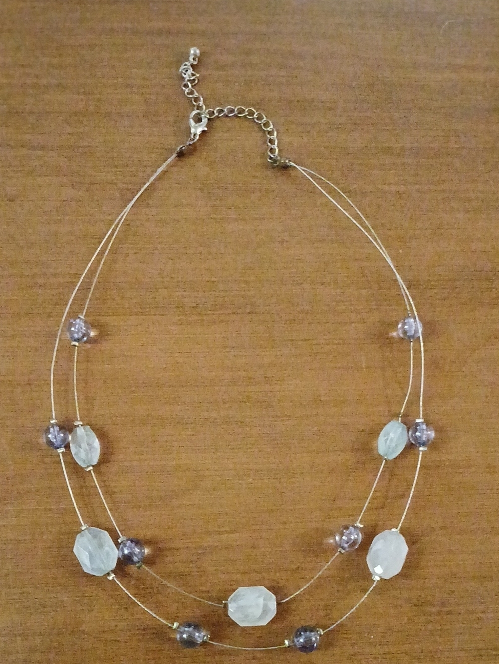 Delicate Multi-Strand Necklace with Pale Blue and Lavender Beads